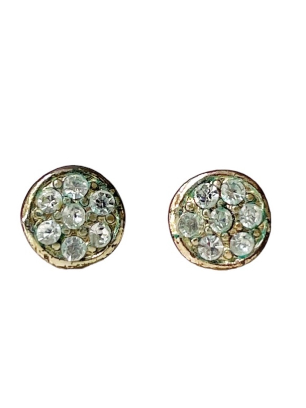 Vintage gold sparkle rhinestone flower small 1/4” stud earrings